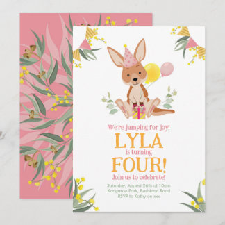Invitation Anniversaire animal australien de Kangaroo