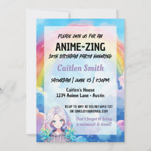 Invitation Anniversaire Anime Arc en ciel Anime