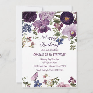 Invitation Anniversaire Aquarelle Vintage Floral