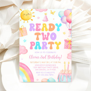 Invitation anniversaire arc-en-ciel Ready Two Part