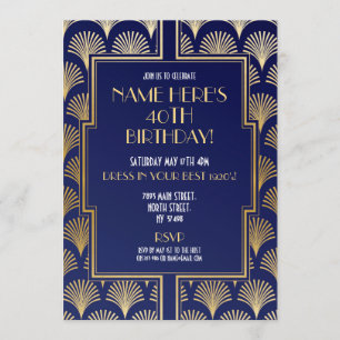 Invitation Anniversaire Art déco des années 1920 Gatsby Party