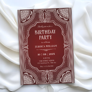 Invitation Anniversaire art déco vintage rouge