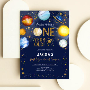Invitation Anniversaire Astronaute Espace Extérieur Galaxie P