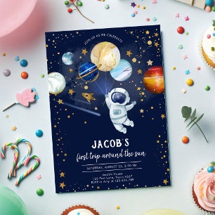 Invitation Anniversaire Astronaute Planète Galaxie Espace