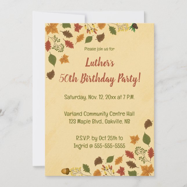 Invitation Anniversaire Automne Modifiable (Devant)