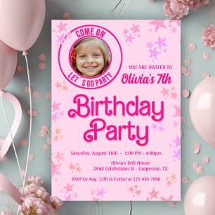 Invitation anniversaire avec photo de poupée mode 
