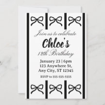 Invitation anniversaire avec un joli nœud modifiab