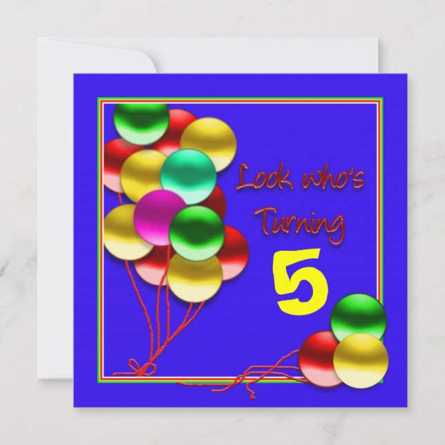 Invitation Anniversaire, Ballons on Blue (INSERT AGE)Invitati (Devant)