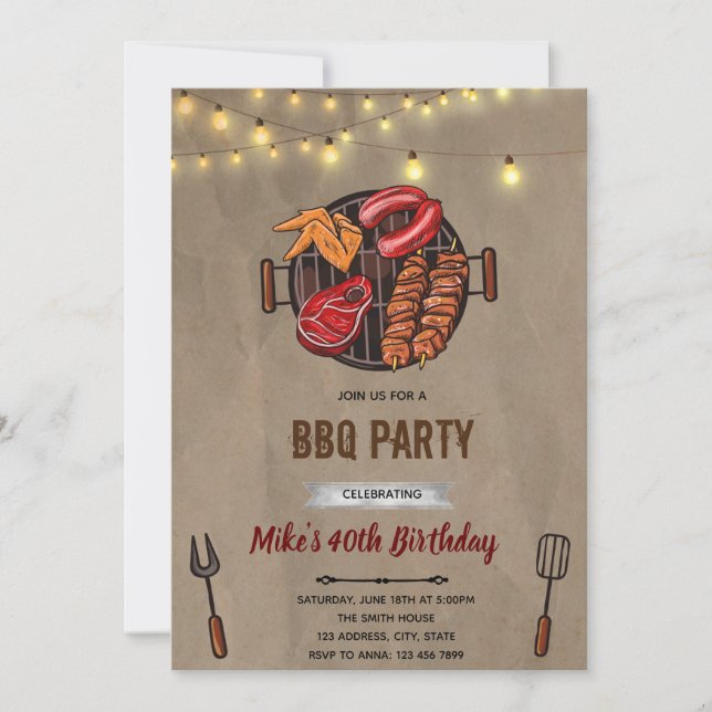 Invitation anniversaire barbecue (Devant)