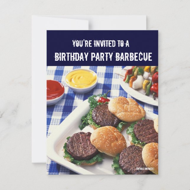 Invitation Anniversaire Barbecue, Burgers (Devant)