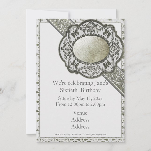 Invitation Anniversaire baroque Vintage (Devant)