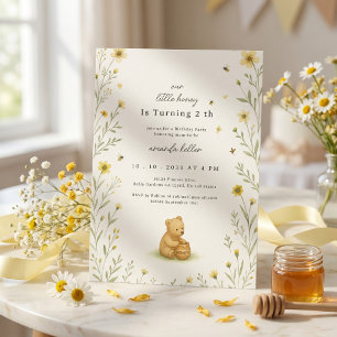 Invitation Anniversaire Bébé Fleur d'Ours Chéri