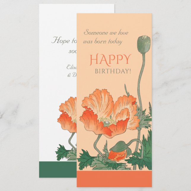 Invitation Anniversaire belle pavot CC0101 Ohara Koson Card (Devant / Derrière)
