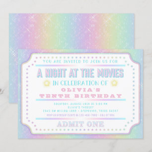 Invitation Anniversaire Billet de Cinéma Fille