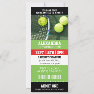 Invitation Anniversaire Billet de Tennis