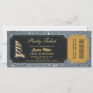 Invitation Anniversaire Billet VIP Or Luxe