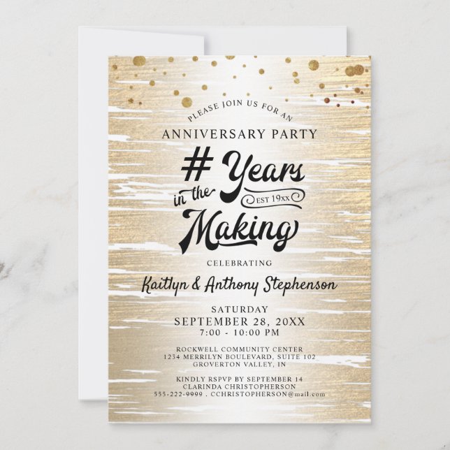 Invitation Anniversaire Black Gold # ANNÉES DE CRÉATION (Devant)