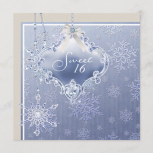 Invitation Anniversaire blanc bleu en ivoire de sweet sixteen
