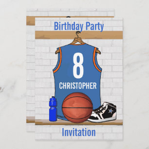 Invitation Anniversaire bleu-clair et orange du Jersey de