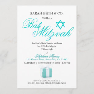 Invitation Anniversaire bleu de bat mitzvah de thème de mode