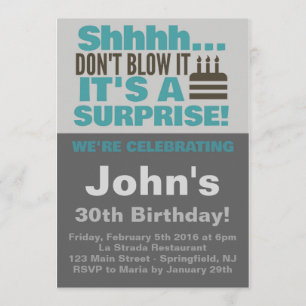 Invitation Anniversaire bleu de la Surprise Cake Party