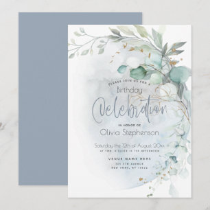 Invitation Anniversaire   Bleu Dusty sur la lune