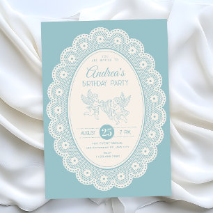Invitation Anniversaire bleu vintage