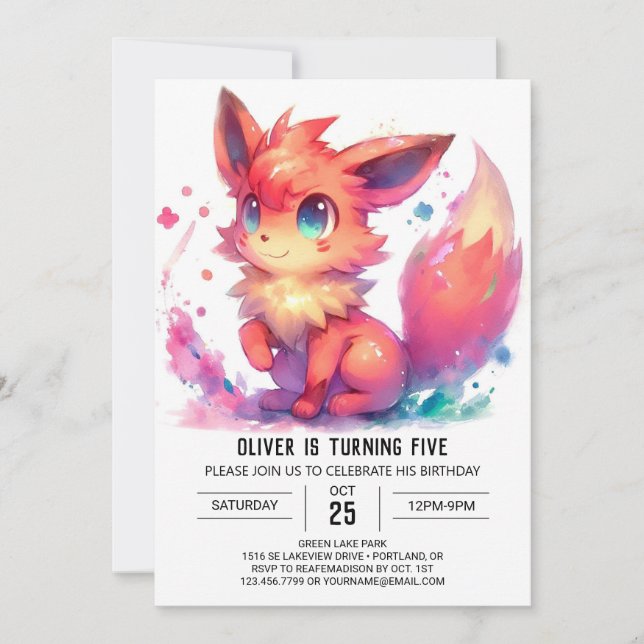 Invitation Anniversaire Bohème Digital Fox (Devant)