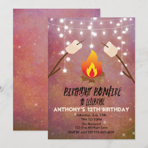 Invitation Anniversaire Bonfire Campout fête d'anniversaire