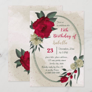 Invitation anniversaire botanique des fleurs jaune pâle rouge
