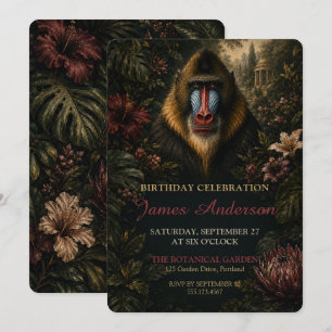 Invitation Anniversaire botanique élégant Mandrill Jalons