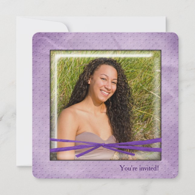 Invitation Anniversaire Bow sur cadre photo (Devant)