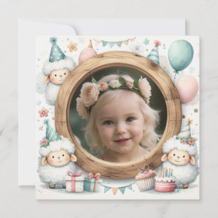Invitation Anniversaire Cadre ovin pour la photo
