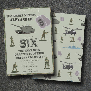 Invitation Anniversaire Camouflage Militaire Vert Camo Armée