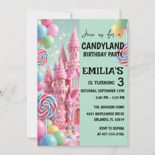 Invitation Anniversaire Candy Land Fête Enfants