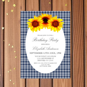 Invitation Anniversaire Carreaux Tournesol