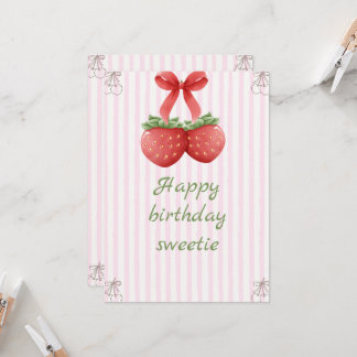 Invitation Anniversaire Cerise Douce – Élégance Rose et Blanc
