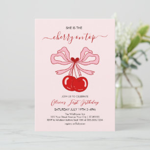 Invitation Anniversaire Cerises sur le Gâteau 1er