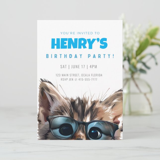 Invitation Anniversaire Chat (Debout devant)