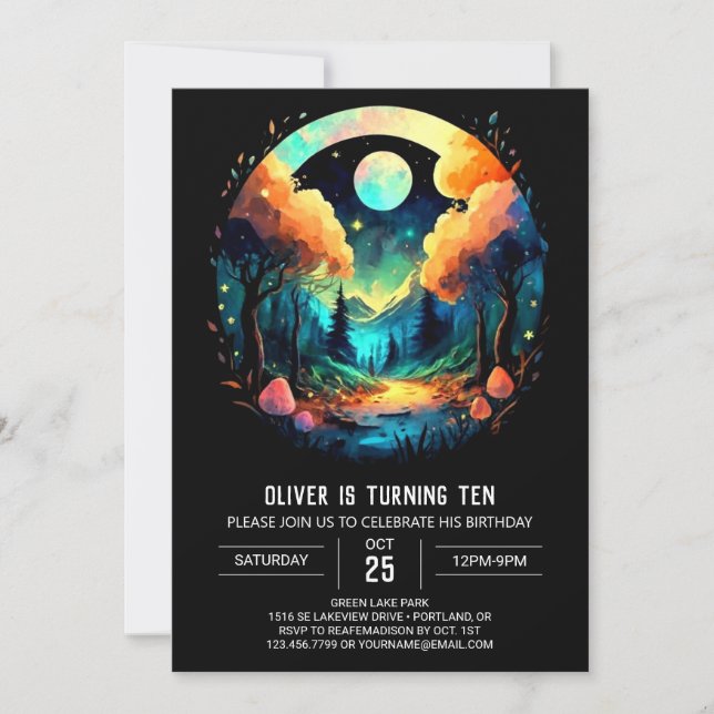 Invitation Anniversaire Chic Bois enchanté (Devant)