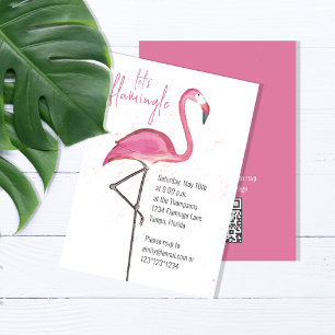 Invitation Anniversaire Chic Cute Aquarelle Joli Flamant rose
