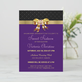 Invitation Anniversaire Chic Gold Ribbon