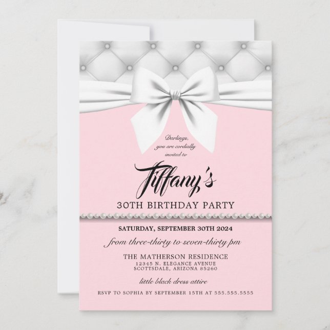 Invitation Anniversaire Chic Tiffany rose pâle (Devant)