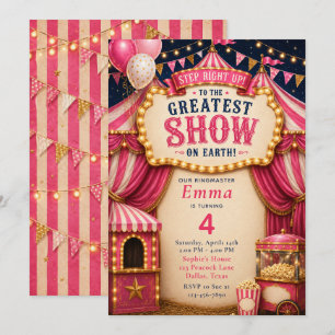 Invitation Anniversaire Cirque Rose