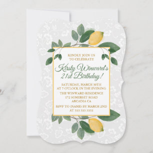 Invitation Anniversaire Citrons siciliens aquarelle