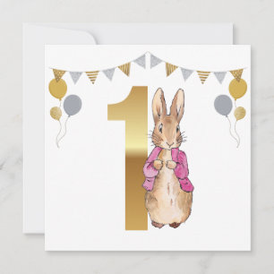 Invitation Anniversaire classique de lapin 1 an