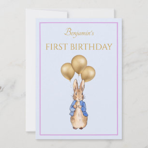 Invitation Anniversaire classique de lapin d'un an