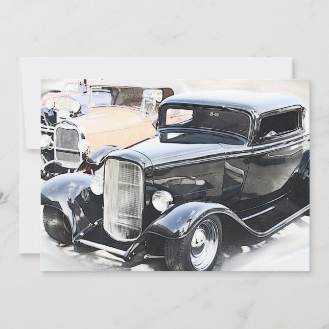 Invitation Anniversaire classique de voitures (Devant)