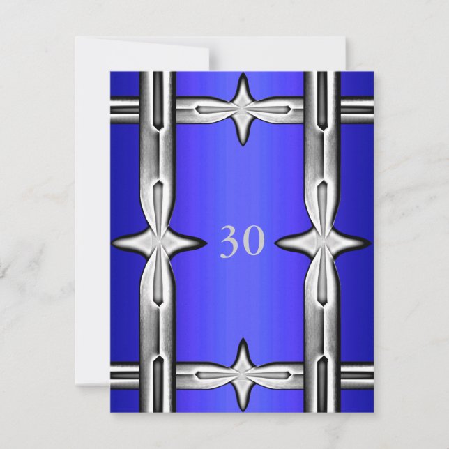 Invitation Anniversaire Cobalt Bleu & Argent (Devant)