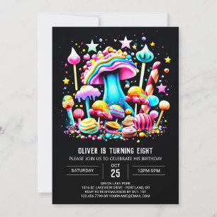 Invitation Anniversaire coloré de Candyland moderne